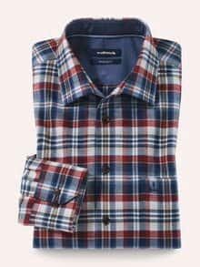 Flanell-Hemd mit Relax-Kragen Karo Marine