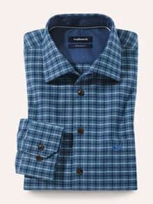 Flanell-Hemd mit Relax-Kragen Minikaro Blau