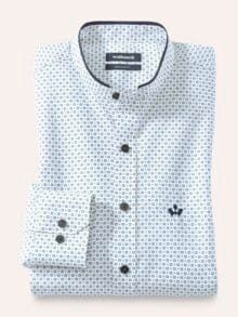 Extraglatt-Stehkragen-Hemd Minimal Druck