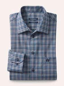 Extraglatt-Hemd Tropical Karo Marine