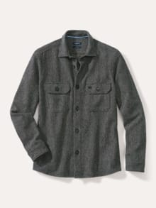 Hemd-Jacke Woll-Mix Schwarz/Weiß