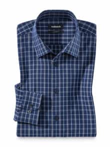 Extraglatt-Hemd Walbusch-Kragen Karo Marine