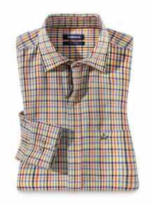 Leinen-Mix Hemd Zip & Go Vichy Natur