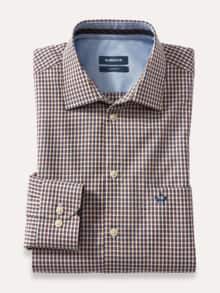 Extraglatt-Hemd Herbstlaub Vichy Blau