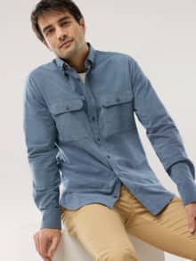 Soft-Cord Overshirt Blau