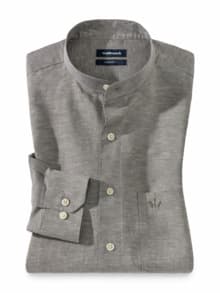 Stehkragen-Leinenhemd Schilf