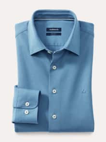 Comfort-Pique Hemd Rauchblau