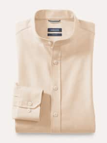 Flanell Stehkragen-Hemd Natur