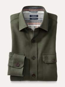 Doppelflanell Hemd-Jacke Uni Oliv