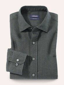Soft-Flanell Hemd mit Kent-Kragen Minikaro Oliv