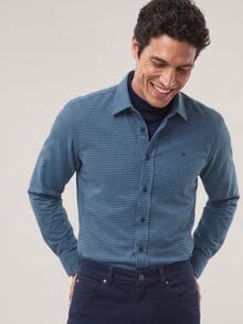 Soft-Flanell Hemd mit Kent-Kragen Minikaro Marine