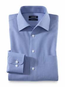 Extraglatt-Hemd Walbusch-Kragen Minivichy Blau