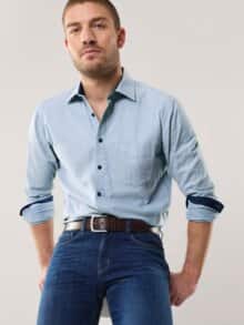 Softflanell-Hemd Uni Blau