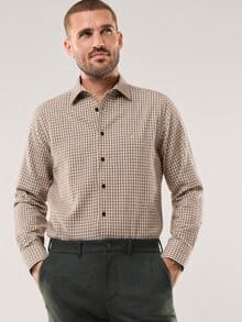 Hemd aus portugiesischem Flanell Minikaro Camel