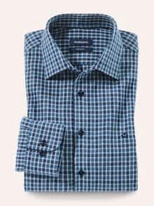 Hemd aus portugiesischem Flanell Minikaro Marine