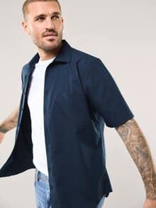 Bügelfreies Hemd mit Relax-Kragen Karo Marine