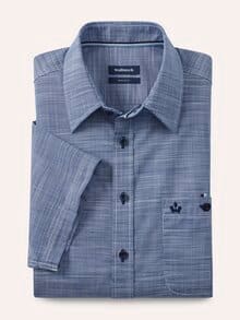 Tropical Kurzarm-Hemd Uni Marine