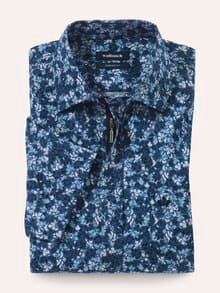 Extraglatt-Hemd Zip & Go Druck Blau