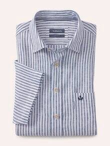 Pures Leinen Hemd StreifenMarine