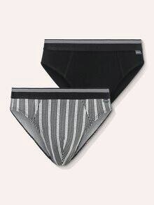 Slip Dessin Duo 2er Pack Streifen/Schwarz