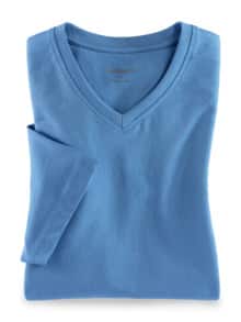 T-Shirt V-Ausschnitt Mittelblau