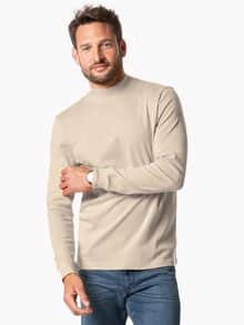 Langarm-Shirt Stehkragen Beige