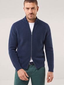 Grobstrick-Jacke mit Cashmere Marine