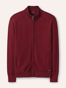 Strickjacke Waffelstruktur Dunkelrot