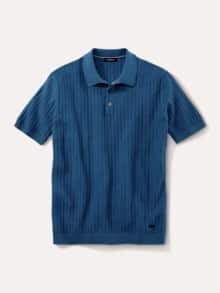 Baumwoll-Strickpolo Lichtblau