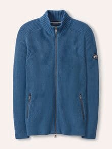 Zip-Jacke Patentstrick Rauchblau