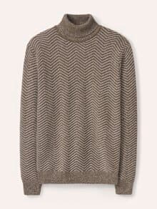 Rollkragenpullover mit Fischgratm. Sand