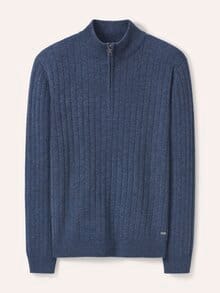 Troyer aus Wollmischung Jeansblau