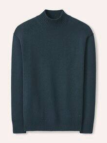 Stehkragen-Pullover mit Merinowolle Blaugrün