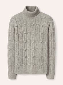 Rollkragenpullover mit Yakwolle Natur