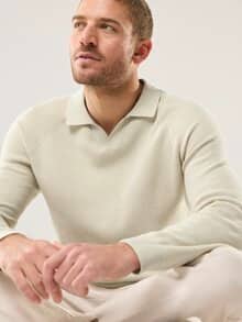 Gerippter Polopullover Natur