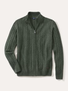 Cashmino Zopf-Strickjacke Oliv