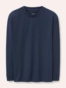 Langarmshirt aus Baumwollmix Marine
