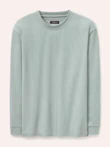 Langarmshirt aus Baumwollmix Lindgrün