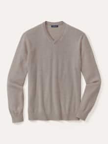 V-Pullover Merino Extrafein Natur