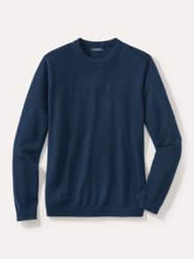 Rundhals-Pullover Merino Extrafein Marine