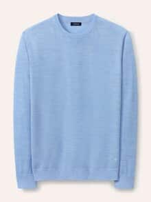 Rundhals-Pullover Merino Extrafein Hellblau
