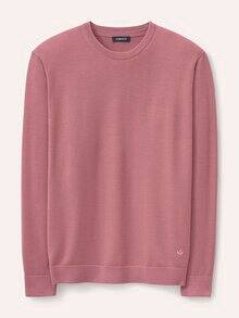 Rundhals-Pullover Merino Extrafein Rosenholz