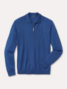 Polo-Pullover Merino Extrafein Königsblau