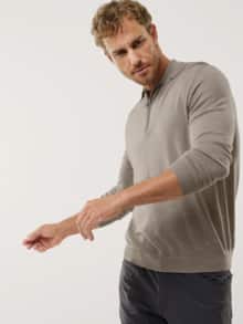 Polo-Pullover Merino Extrafein Natur