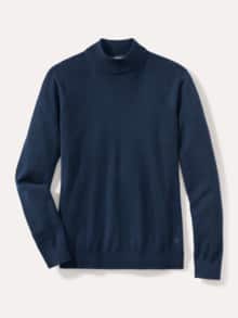Stehbund-Pullover Merino Extrafein Marine