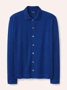 Strickpolo aus Merinowolle Königsblau