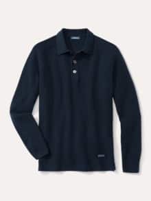 Patentstrick-Polopullover Marine