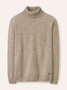 Rollkragenpullover aus Lammwolle Natur