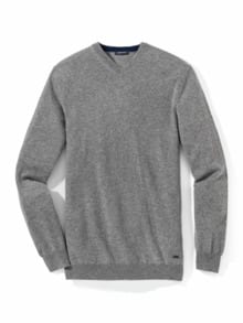 Premium Cashmere-Pullover Grau Melange