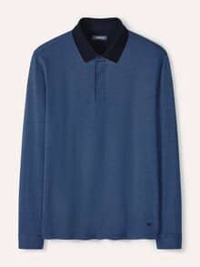 Jaquard-Polo Bicolor Marine